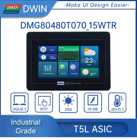 DWIN 7.0 Inch 16.7M Colors TN Display TFT LCD Touch Screen Module With 800*480 Resolution Serial Por