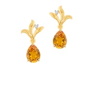 PRIMA ต่างหูทองคำ 99.9% ประดับอัญมณี Citrine - Diamomd Algae collection 165E0979-18