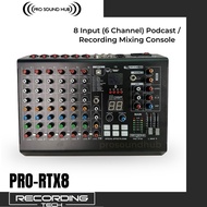 Mixer 6 Channel 8 Input USB Soundcard Podcast Recording Tech PRO-RTX8