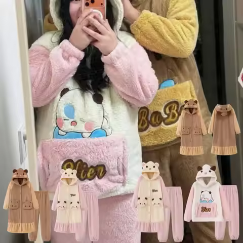 Panda Bubu And Yier Pajamas Autumn And Winter Pajamas Cartoon Panda Bubu And Dudu Coral Fleece Pajam
