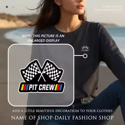 1Pc Excavator Team Racing Party Heat Transfer Sticker, Vivid Checkered Flag & "Excavator Team" Desig