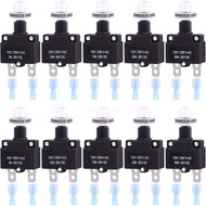 Swpeet 30Pcs 5 Sizes Thermal Circuit Breaker with Quick Connect Terminals and Waterproof Button Caps