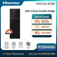 [FREE INSTALL] Hisense 2 Doors Inverter (320L) Refrigerator Fridge RT328N4ABN1 - Black Metal