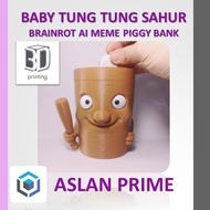 BABY TUNG TUNG SAHUR ACTION FIGURE PIGGY BANK 3D Print Toy Toys Toys Viral Pos Ronda Night Brainrot 