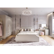 SB Design Square SB FURNITURE ชุดห้องนอน ขนาด 5 ฟุต Quinn สีเทาอ่อน (4PCS)