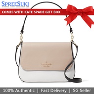 Kate Spade Handbag In Gift Box Crossbody Bag Staci Saffiano Leather Beige Nude Cream # K9325