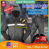Oxford Cloth Raincoat Motorcycle Rainsuit Pants Set Waterproof Oxford Cloth with Reflective Strip Ou