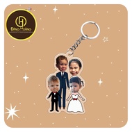 Cute custom printed mica family keychain accessories for 4 people for relatives, family, friends