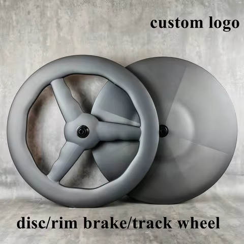 700C Carbon Wheelset Front 3-Spoke +Rear Disc,28mm Wide Wave Rim, Disc & Rim Brake Compatible, Tubel