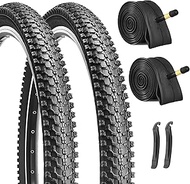 Hycline 2 Pack MTB Foldable Bicycle Tyres: 24 x 1.95 (50-507)/26 x 1.95 (50-559) MTB Bicycle Coat an