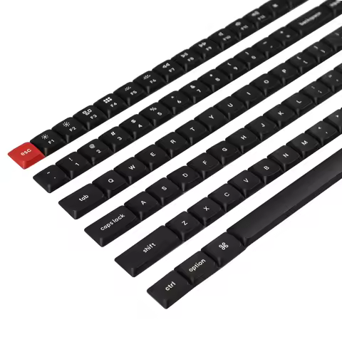 YMDK 117 Keys PBT Black Low Profile Keycaps Top Print Key Caps Compatible with Keychron K1 K3 Low Pr