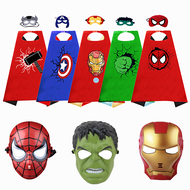 Kanak-Kanak Superhero Terbaru Capes dan Topeng Kostum Double Cape Superhero Kanak-Kanak Cosplay 3-12 Tahun Boy Halloween