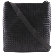 Bottega Veneta 斜背包 肩背包 義大利製造 編織皮革 黑色 男士斜背包 [二手]