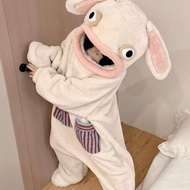 Monster Onesie Big Mouth Monster Onesie White Rabbit Green Plush Monster Onesie Pajamas Soft Plush L