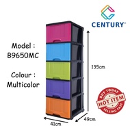 Century 5 Tier High Quality Plastic Drawer /Plastic Drawer Storage Cabinet/ Laci / Almari Baju / Clothes Cabinet
