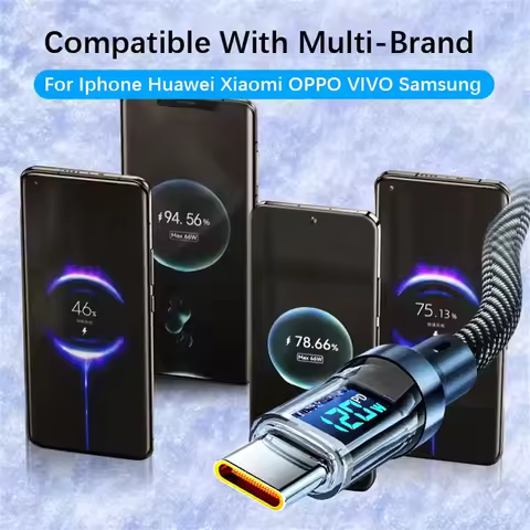 6.6ft Braided 120W 6A USB C Fast Charging Cord Type C Charger Cable for iPhone 15 16 Samsung Huawei 