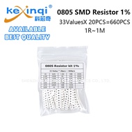 (660PCS) 0805 Resistor Assorted Kit 1% 33ValuesX 20PCS 1R 1M 1k 10k 100k 1R 470R 1.8k 3.3R Resistor