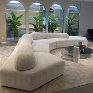 Trendy Italian Minimalist Stone Fabric Modular Sofa Curved Couch Large Living Room Villa Perabot Rua