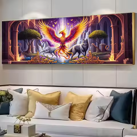 DIY Diamond Painting Kits Phoenix Unicorn Wolf Waterfall Picture of Rhinestone Full Drill Diamond Em