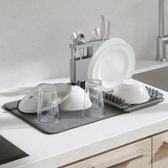 Umbra | Udry吸水墊+餐具碗盤瀝水架(昏灰) | 碗盤收納架