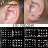 SUBEI 12 Pairs/Set color Crystal Round Shape Magnetic Fake Earring Studs