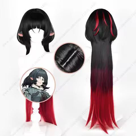 Game Jane Doe Cosplay Wig 90cm Long Black Red Mixed Color Heat Resistant Synthetic Hair