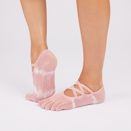 TOESOX Elle Grip Full Toe Socks - Pink/White