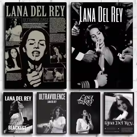 L-Lana Del Rey Singer Poster Stickers HD Waterproof Painting Wall Art for Bedroom Living Room Home D