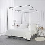 Foreate Canopy Bed Frame Stainless Steel Queen Size Bed Canopy Frame &amp; Bed Poles, Fit for Four-Corner Bed and Mosquito Curtains, Queen (Silver)