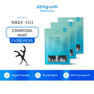 Zenyum Fresh Floss Picks 50pcs 3pk Charcoal Mint BPA Free
