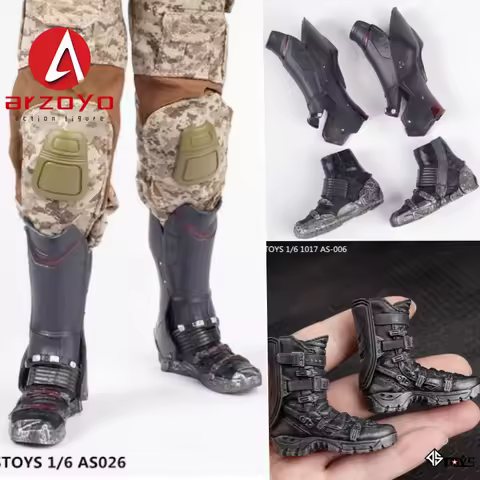 ASTOYS AS006 AS026 1/6 Scale Black Solid Combat Tactical Boots Falcons Combat Boots Model for 12'' D