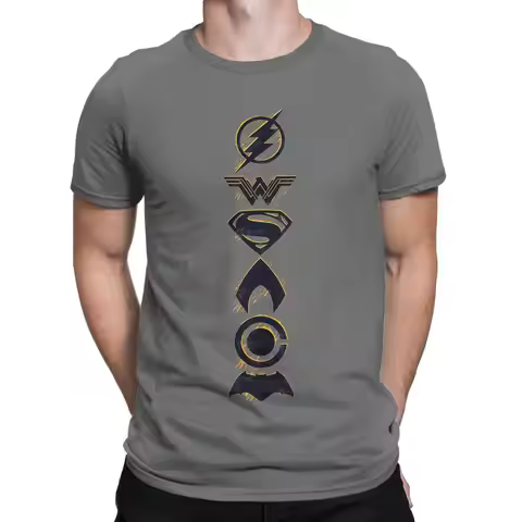 Justice League Stylized Team Symbols Lineup Superman T-Shirt Men Women Batmans Pure Cotton Tee Shirt