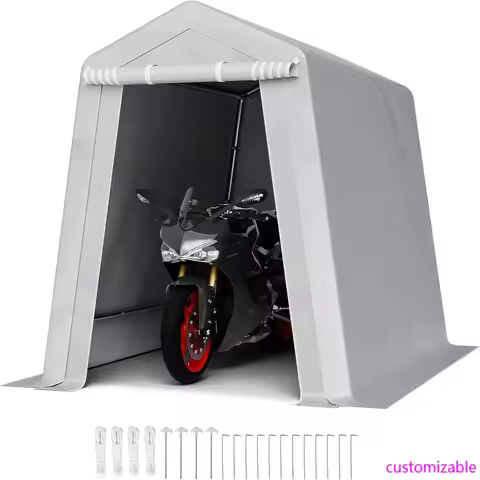 6x8x7 FT Portable Outdoor Storage Shed, Heavy-Duty Waterproof Shelter with Roll-Up Zipper Door & Ven
