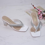 Ảnh thật - Dép nữ cao gót vuông trong 7p quai full xoàn kẹp ngón D008