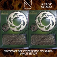 SPEOCKET SET Y15ZR/RS150 GOLD 428-14/42T 15/42T