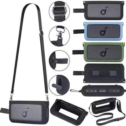 Newest Outdoor Travel Soft Silicone Case Cover With Shoulder Strap for Anker Soundcore Motion 300 Wi