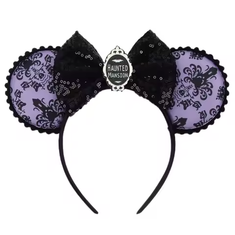 2026 Mickey Mouse Ear Headband Chip and Dale Bow Sequin Hairband Women Hair Hoop Birthday Gifts Adul