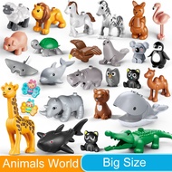 Newest Big Size Building Blocks Compatible Lego Duplo Animal Accessories Figures Block Lion Panda DI