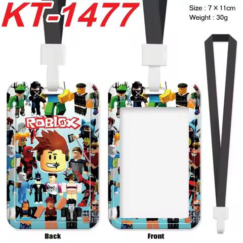 Pop Cartoon Roblox Card Holder Kawaii Card Covers Lanyard Student Campus Card Hanging ID Bus Meal Ca