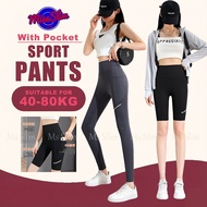 With Pocket 5-Point/9-Point Shark Pants Women‘s High Waist Leggings Yoga Pants Summer Outer Wear