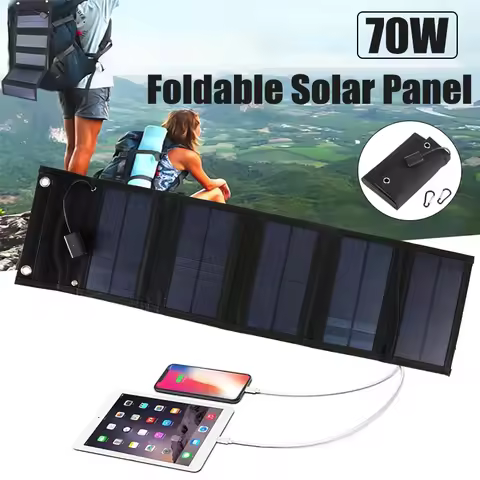 70W Foldable Solar Panel Folding Bag Waterproof 5V Solar Cell Power Bank Charger for Outdoor Phone M