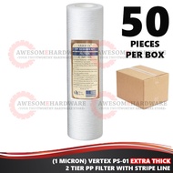 *EXTRA THICK* VERTEX PS-01 2 TIER 10 INCH (1 MICRON) 10" PP WATER FILTER REFILL WITH STRIPE GROOVE L