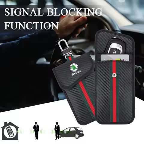 Car Key Case Signal Blocker Bag RFID Shielding Pocket For Skoda Kylaq Elroq Octavia Enyaq Kamiq Scal