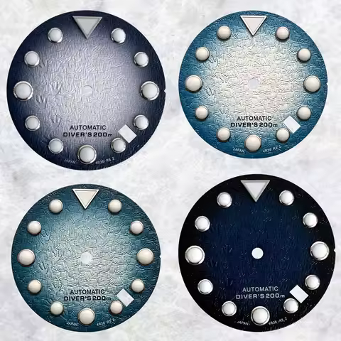NH35/NH36/4R/7S 28.5mm Dial S Logo Blue 3D Footprints surface Suitable For Movement Watch Green Lumi