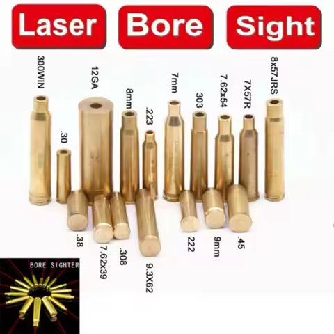 Tactical Laser Bore Sight 9mm Cleaner Bullet Boresighter .177 22LR 12GA 20GA .223 .308 5.45x39 7.62x