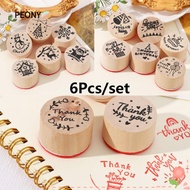 PEONYSG 6pcs/set Blessing Greeting Words Stationery Art Craft Thank You Happy Birthday Painting Draw