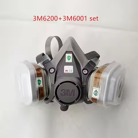 Original 3M 6200 Gas Mask 7 Piece Suit Respirator with 3M 6001 Suitable for Use Anti-Fog Haze Pestic