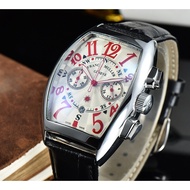 Franck Muller fashion Men's 3atm chronograph leather strap quartz watch