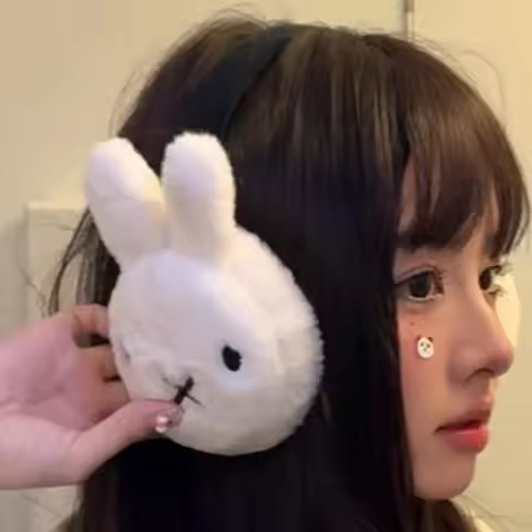 Miffy Soft Plush Ear Warmer Winter Rabbit Pattern Warm Earmuffs for Women Fashion Outdoor Cold Prote