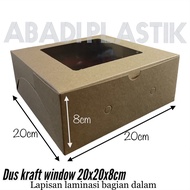 BROWNIS BOX CAKE BOX/ KRAFT WINDOW BOX BROWN BOX/ SIZE 20x20x8CM